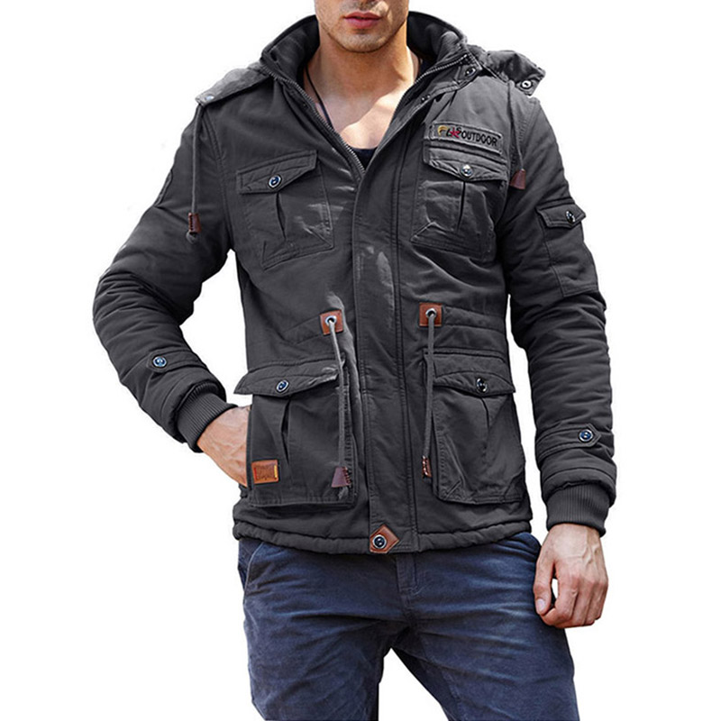 Work Fleece Jacket Windbreaker Tactical Pilot Bomber coat Wear-resisting  Removable Hat Fashing Casual