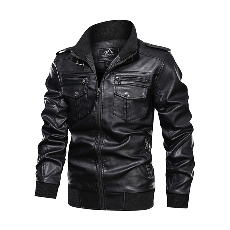 Leather coat Fashion Pilot Fleece Thick Leather Bomber Jacket Wholesale Warm Winter