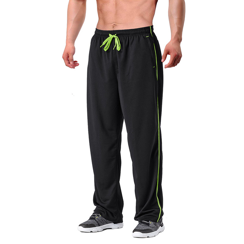 100%Polyester Men's Casual  Elastic Waist Summer Breathable Mesh Pants Club Running Trousers